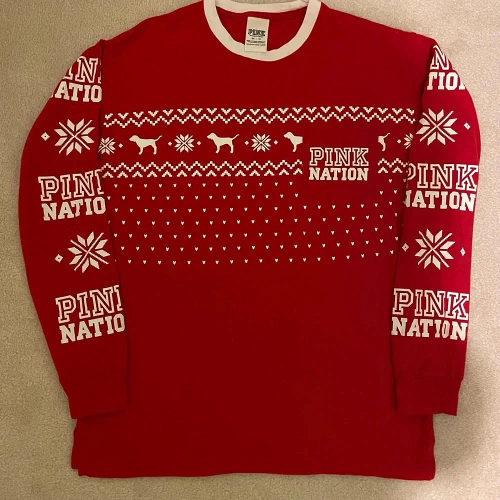 VS PINK Christmas tee X-small EUC